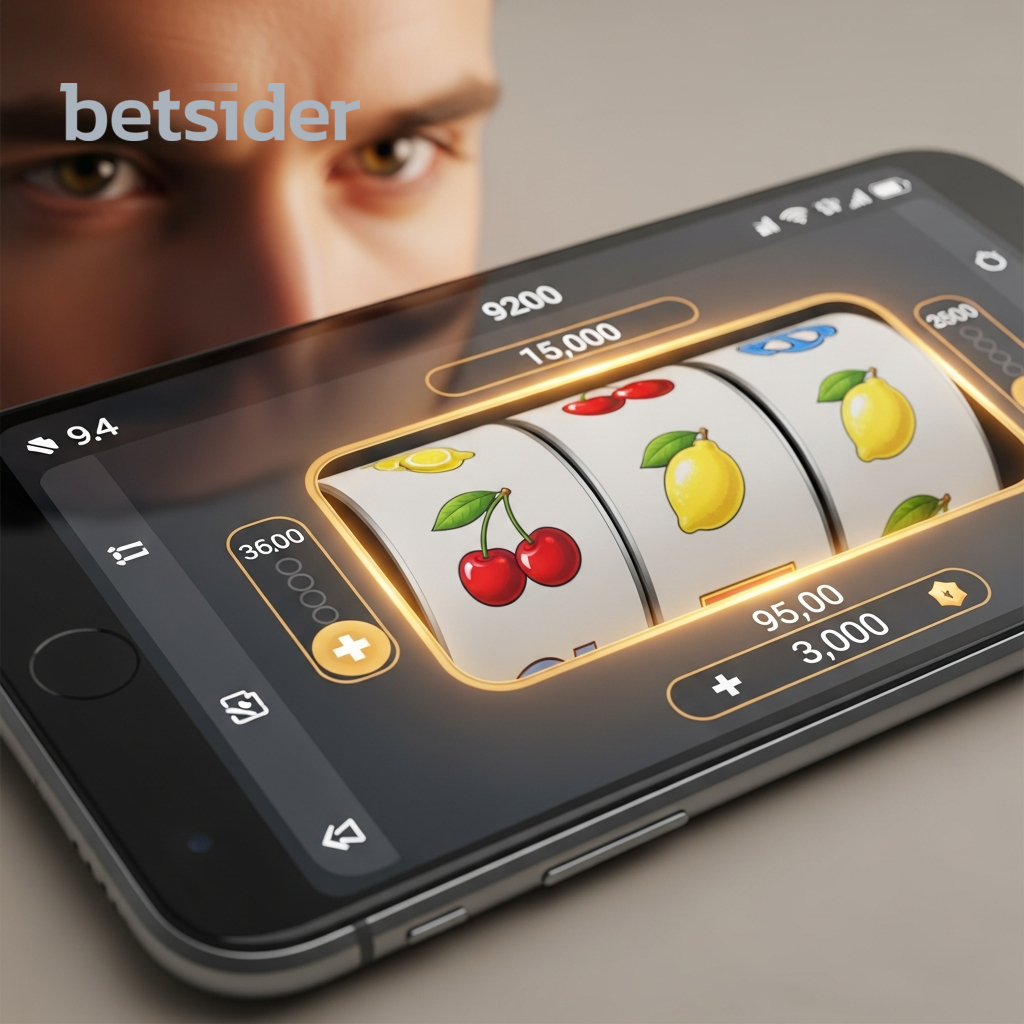 A person playing slot games on their phone while checking their watch.